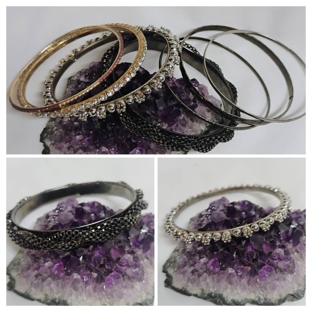 Elegant Silver and Gold Bangle Set